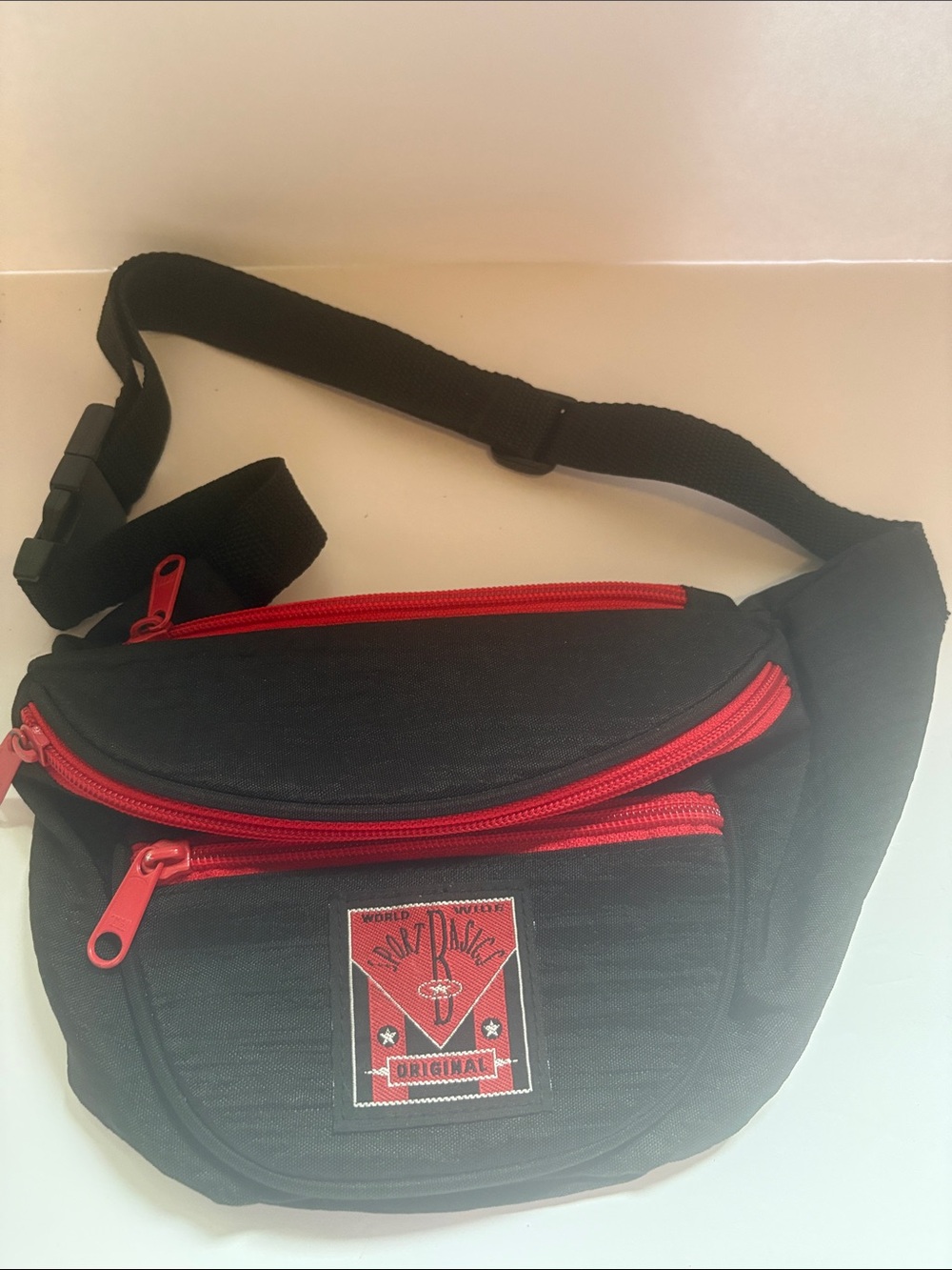 Vintage Sportz Bagz Black Red Fanny Pack Belt Bag 90s Y2K Gorpcore